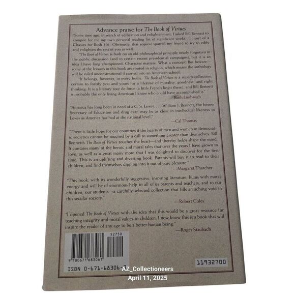 The book of virtues by William J. Bennett - Simon & Schuster books - isbn 067168 - Picture 5 of 6